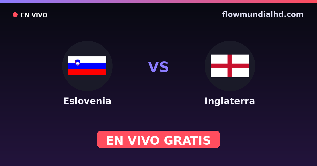Eslovenia vs Inglaterra — Clasificacion Eurocopa, Eliminatorias UEFA · historial y dónde ver en vivo gratis en FlowMundial HD