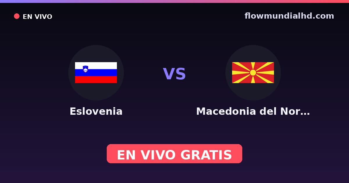 Eslovenia vs Macedonia del Norte — Clasificacion Eurocopa, Amistosos Internacionales · historial y dónde ver en vivo gratis en FlowMundial HD