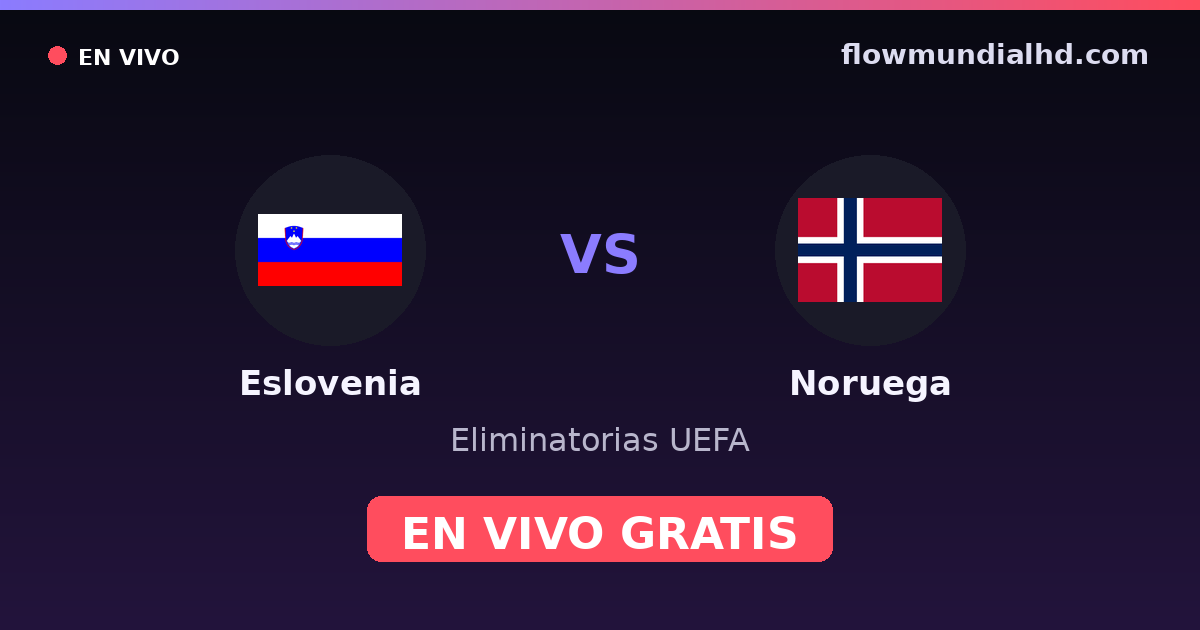 Eslovenia vs Noruega — Eliminatorias UEFA, Eurocopa · historial y dónde ver en vivo gratis en FlowMundial HD