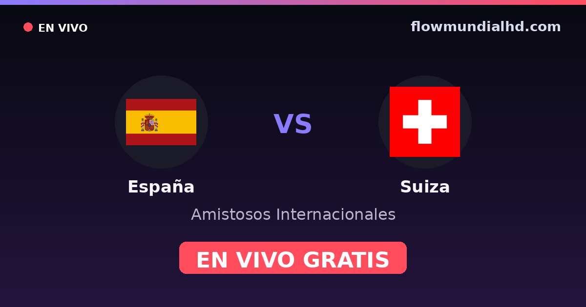 España vs Suiza — Amistosos Internacionales, Eurocopa · historial y dónde ver en vivo gratis en FlowMundial HD