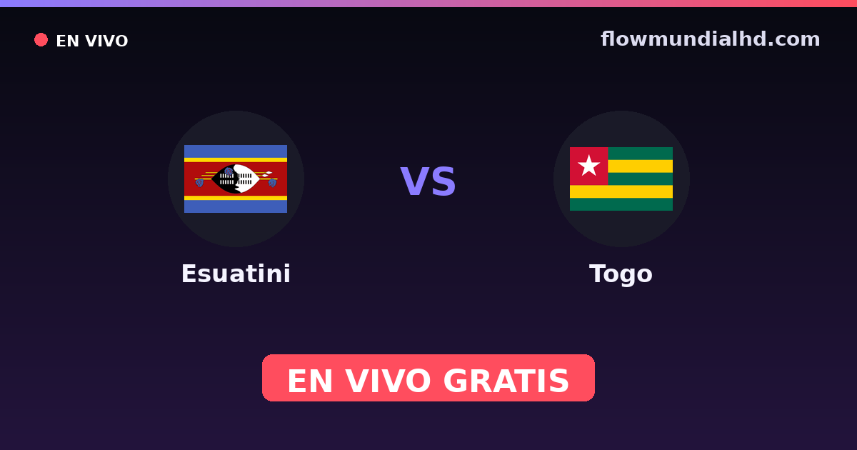 Esuatini vs Togo — World Cup Qual. CAF , Clasificación Copa África · historial y dónde ver en vivo gratis en FlowMundial HD