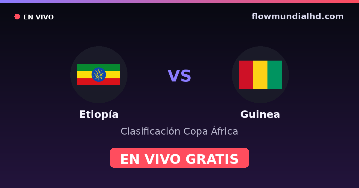Etiopía vs Guinea — Clasificación Copa África · historial y dónde ver en vivo gratis en FlowMundial HD