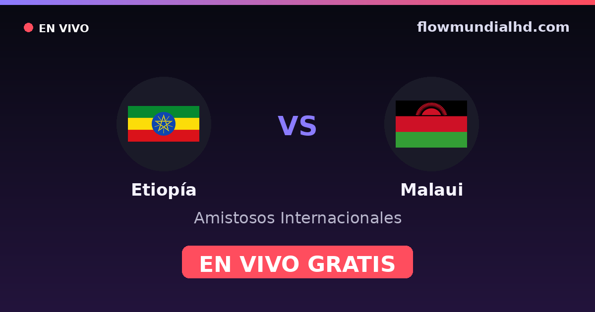 Etiopía vs Malaui — Amistosos Internacionales, Clasificación Copa África · historial y dónde ver en vivo gratis en FlowMundial HD