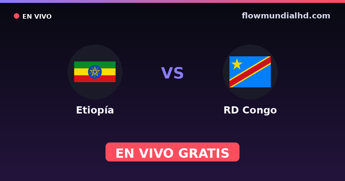 Etiopía vs RD Congo — Campeonato Africano de Naciones, Clasificación Copa África · historial y dónde ver en vivo gratis en FlowMundial HD