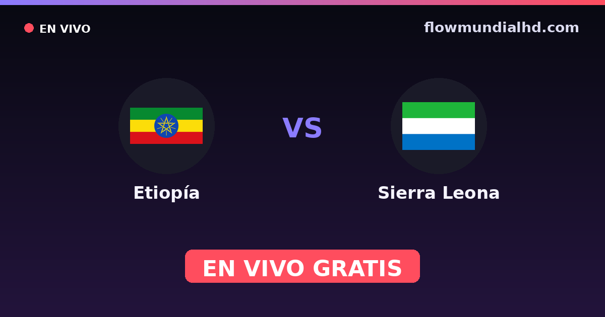 Etiopía vs Sierra Leona — World Cup Qual. CAF , Clasificación Copa África · historial y dónde ver en vivo gratis en FlowMundial HD