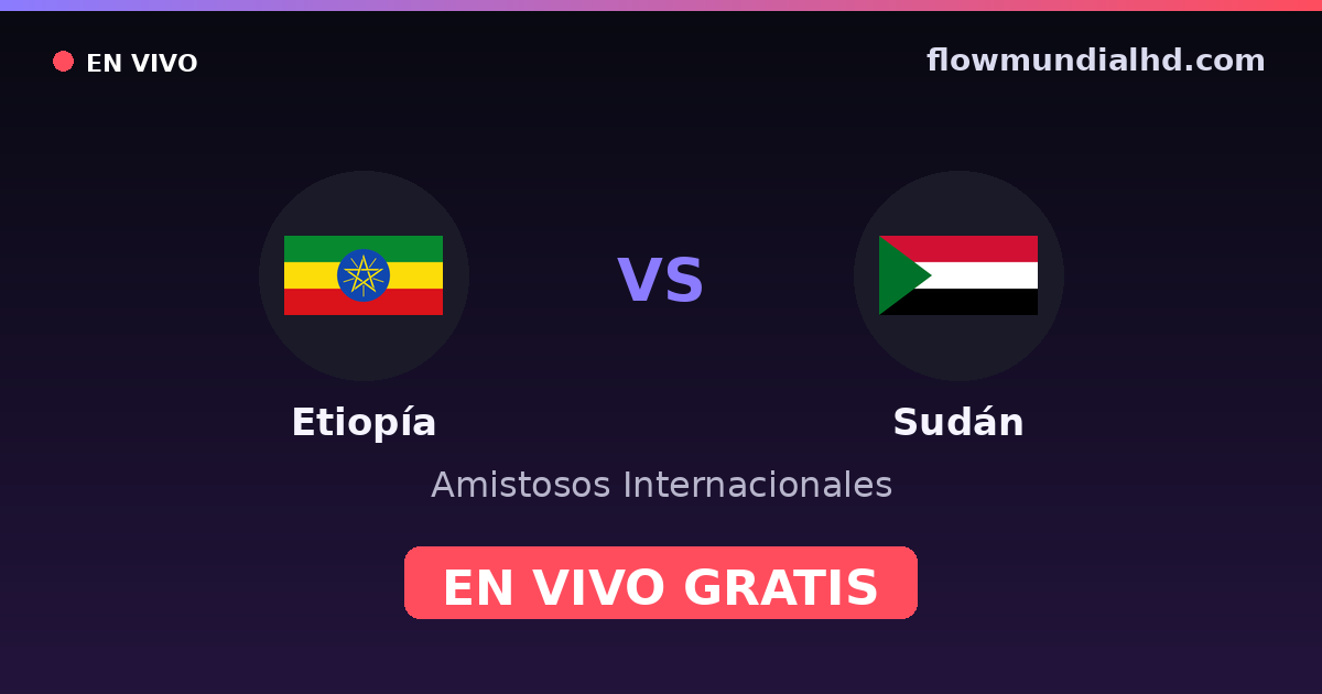 Etiopía vs Sudán — Amistosos Internacionales, Clasificación Copa África · historial y dónde ver en vivo gratis en FlowMundial HD