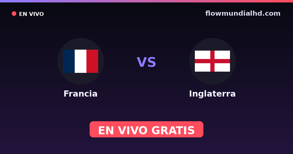 Francia vs Inglaterra — Mundial, Amistosos Internacionales · historial y dónde ver en vivo gratis en FlowMundial HD