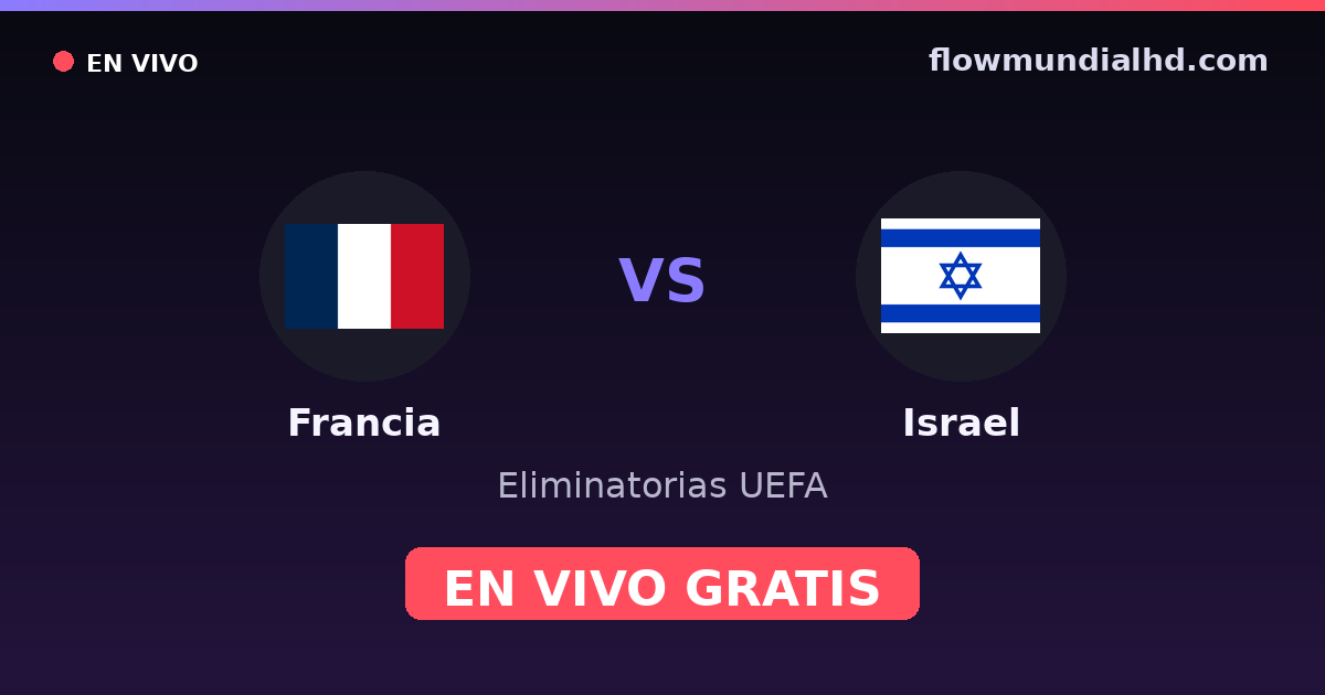 Francia vs Israel — Eliminatorias UEFA, UEFA Nations League · historial y dónde ver en vivo gratis en FlowMundial HD