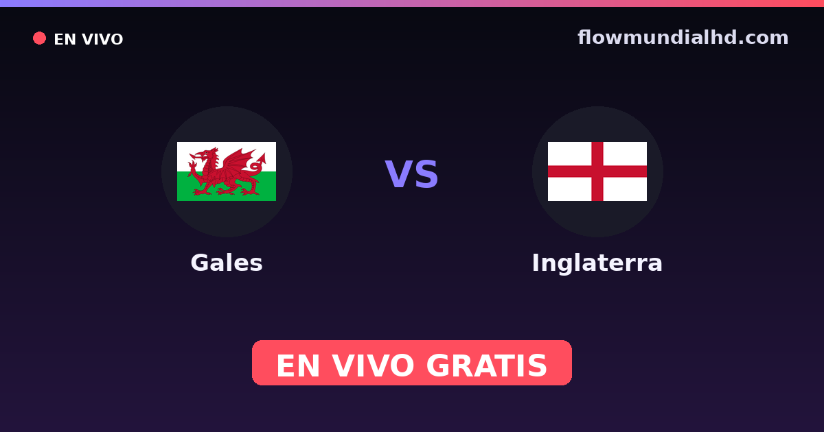 Gales vs Inglaterra — Mundial, Amistosos Internacionales · historial y dónde ver en vivo gratis en FlowMundial HD