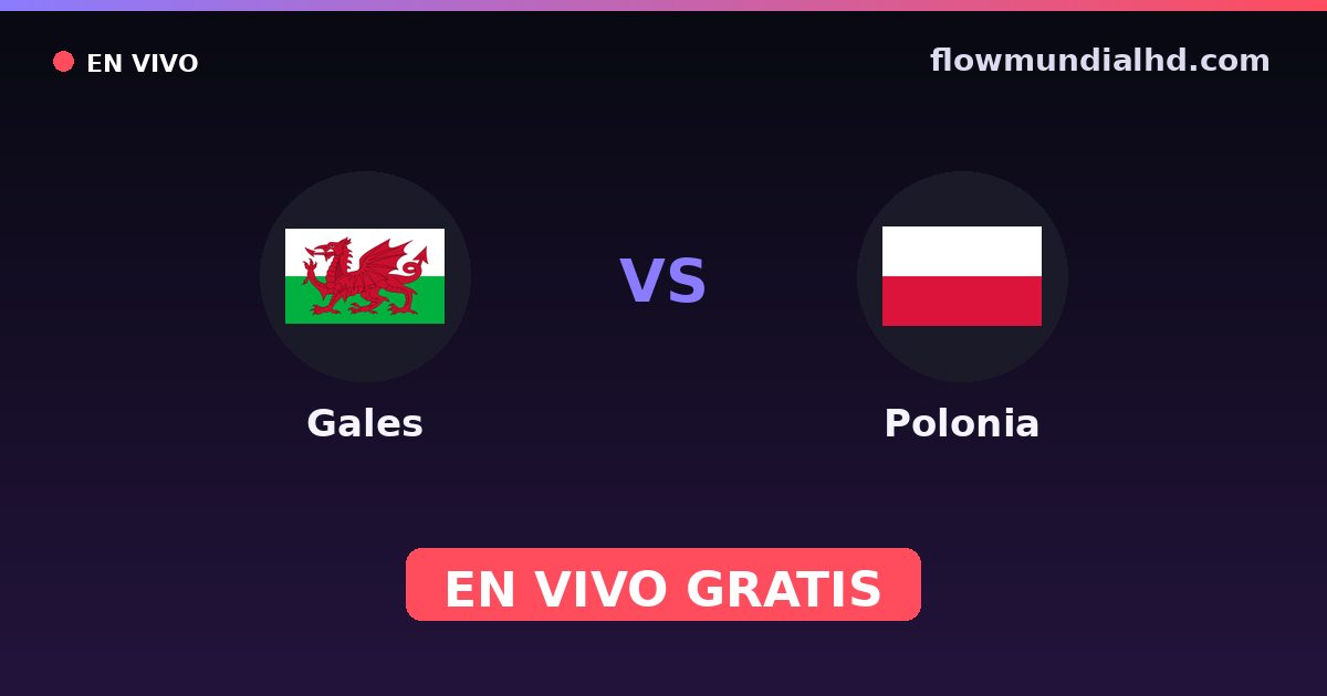 Gales vs Polonia — Clasificacion Eurocopa, Eliminatorias UEFA · historial y dónde ver en vivo gratis en FlowMundial HD