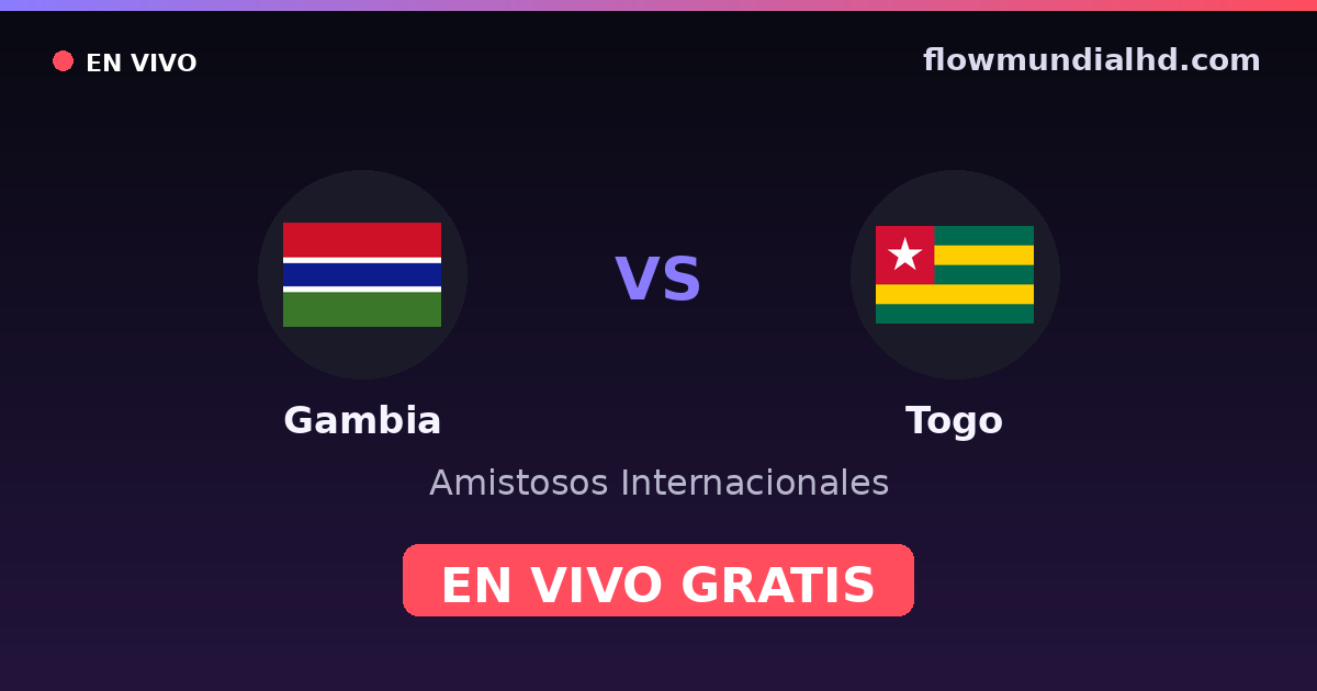 Gambia vs Togo — Amistosos Internacionales, Clasificación Copa África · historial y dónde ver en vivo gratis en FlowMundial HD