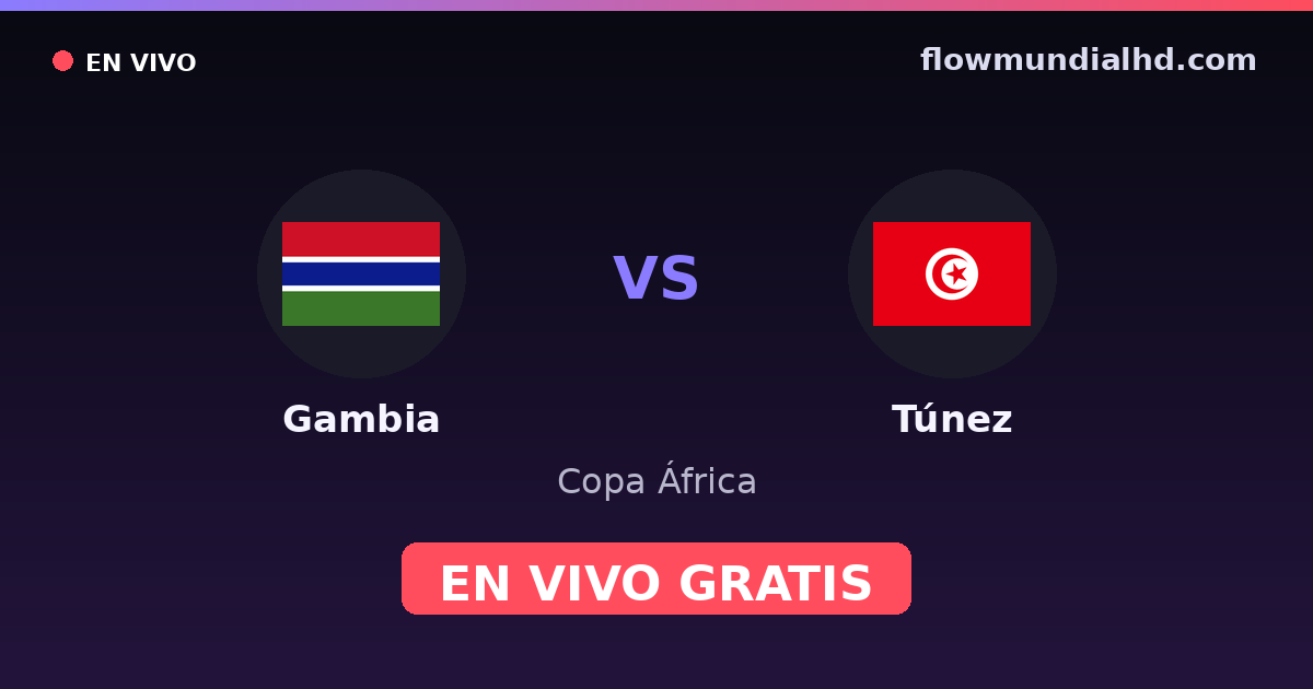 Gambia vs Túnez — Copa África, Clasificación Copa África · historial y dónde ver en vivo gratis en FlowMundial HD