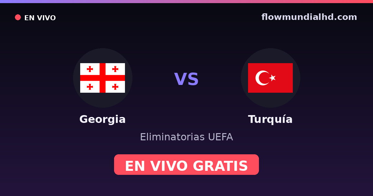 Georgia vs Turquía — Eliminatorias UEFA, Eurocopa · historial y dónde ver en vivo gratis en FlowMundial HD