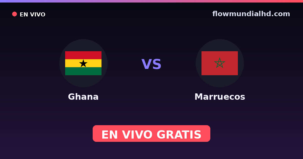 Ghana vs Marruecos — Campeonato Africano de Naciones, Amistosos Internacionales · historial y dónde ver en vivo gratis en FlowMundial HD