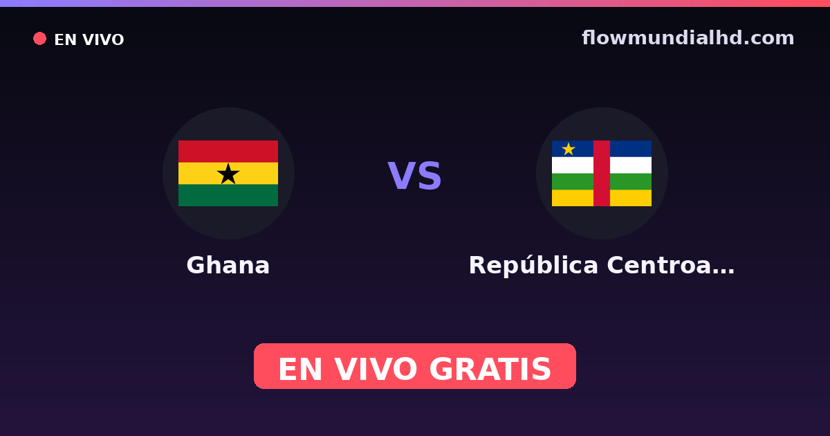 Ghana vs República Centroafricana — World Cup Qual. CAF , Clasificación Copa África · historial y dónde ver en vivo gratis en FlowMundial HD