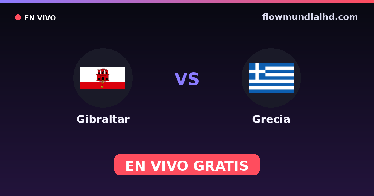 Gibraltar vs Grecia — Clasificacion Eurocopa, Eliminatorias UEFA · historial y dónde ver en vivo gratis en FlowMundial HD