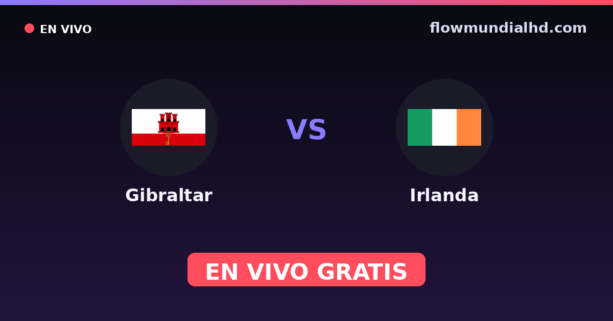 Gibraltar vs Irlanda — Clasificacion Eurocopa · historial y dónde ver en vivo gratis en FlowMundial HD