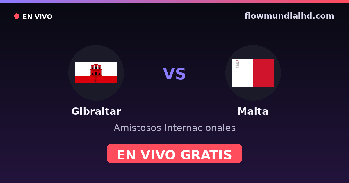 Gibraltar vs Malta — Amistosos Internacionales · historial y dónde ver en vivo gratis en FlowMundial HD