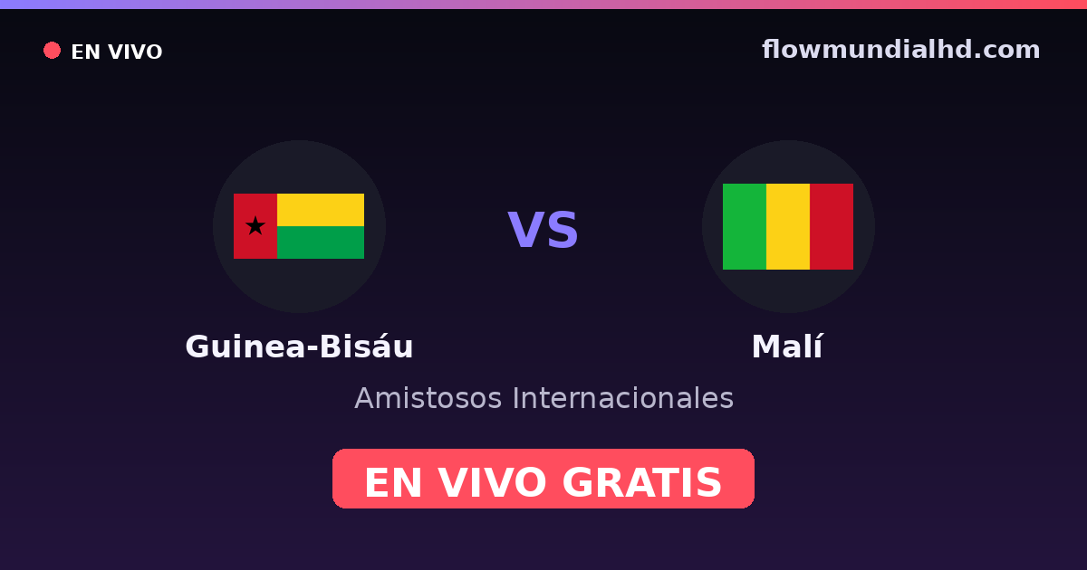 Guinea-Bisáu vs Malí — Amistosos Internacionales, Clasificación Copa África · historial y dónde ver en vivo gratis en FlowMundial HD