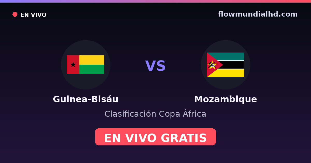 Guinea-Bisáu vs Mozambique — Clasificación Copa África · historial y dónde ver en vivo gratis en FlowMundial HD