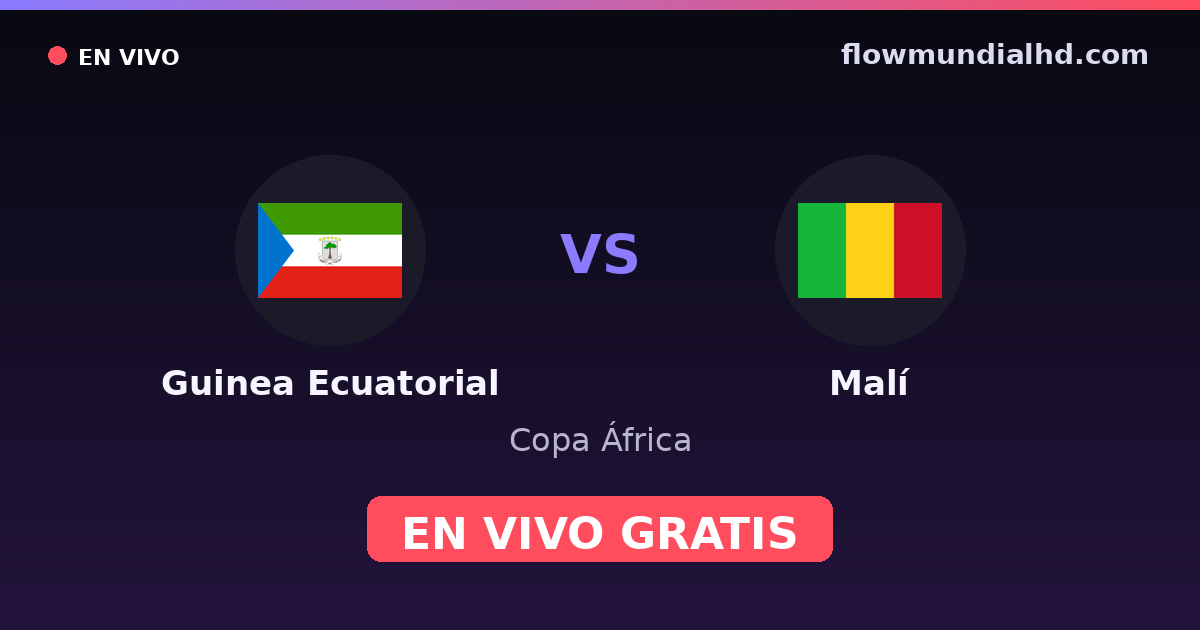Guinea Ecuatorial vs Malí — Copa África, Clasificación Copa África · historial y dónde ver en vivo gratis en FlowMundial HD
