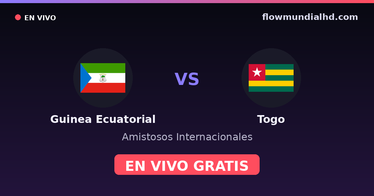 Guinea Ecuatorial vs Togo — Amistosos Internacionales, Clasificación Copa África · historial y dónde ver en vivo gratis en FlowMundial HD