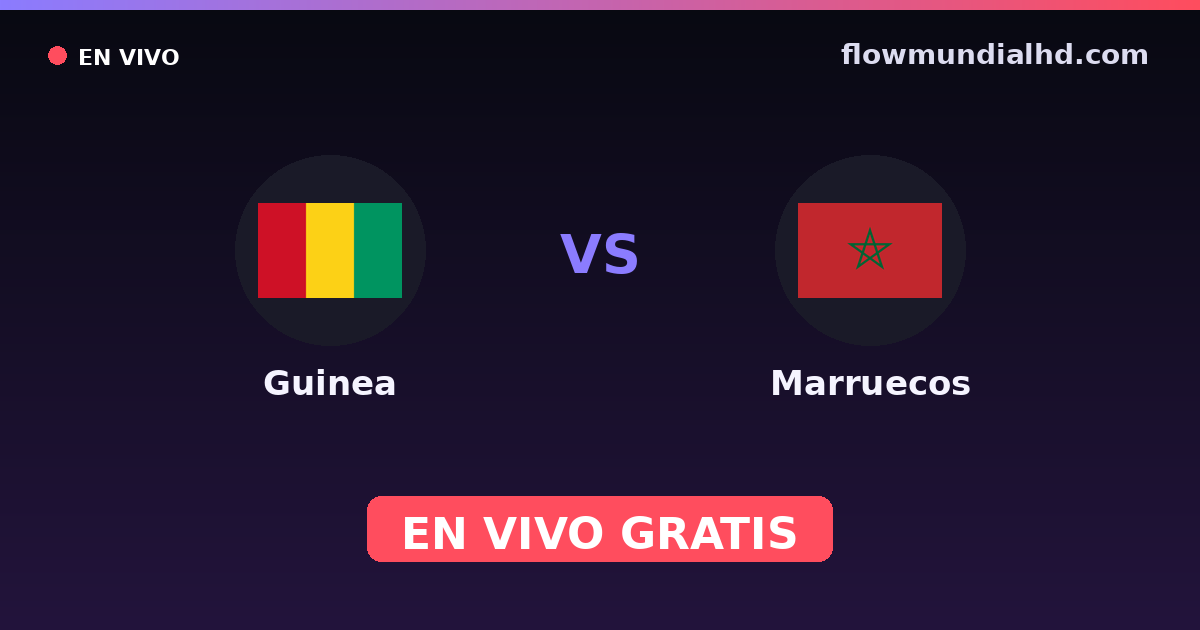 Guinea vs Marruecos — Campeonato Africano de Naciones, World Cup Qual. CAF · historial y dónde ver en vivo gratis en FlowMundial HD