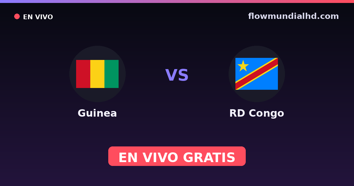 Guinea vs RD Congo — Campeonato Africano de Naciones, World Cup Qual. CAF · historial y dónde ver en vivo gratis en FlowMundial HD