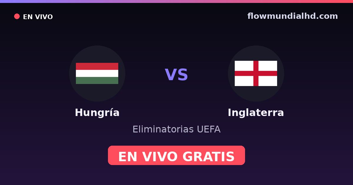 Hungría vs Inglaterra — Eliminatorias UEFA, UEFA Nations League · historial y dónde ver en vivo gratis en FlowMundial HD