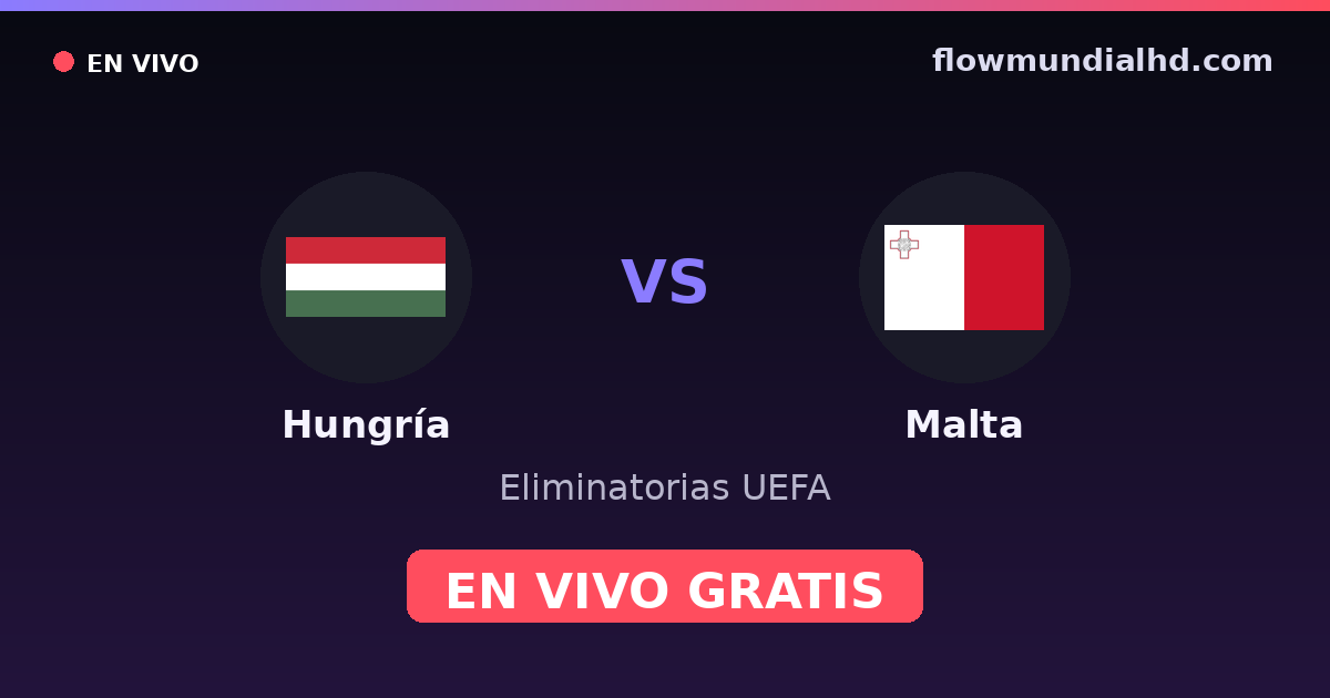 Hungría vs Malta — Eliminatorias UEFA · historial y dónde ver en vivo gratis en FlowMundial HD