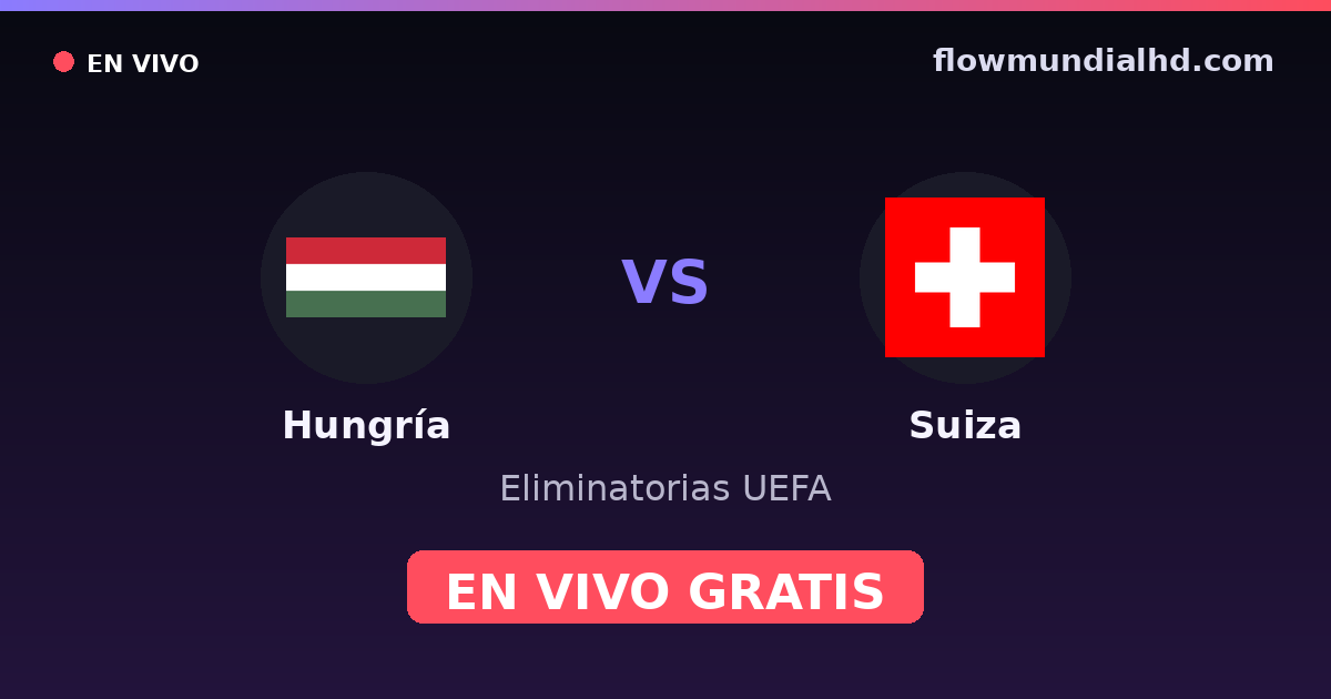 Hungría vs Suiza — Eliminatorias UEFA, Eurocopa · historial y dónde ver en vivo gratis en FlowMundial HD