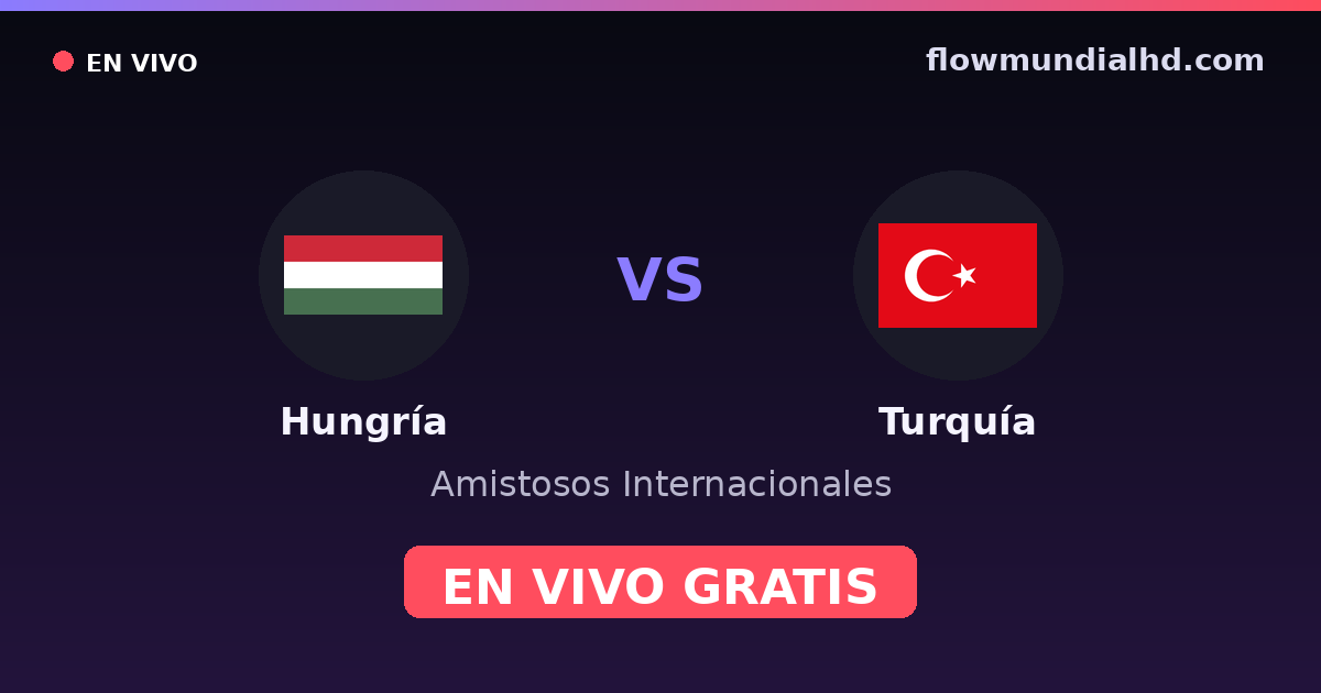 Hungría vs Turquía — Amistosos Internacionales, Eliminatorias UEFA · historial y dónde ver en vivo gratis en FlowMundial HD