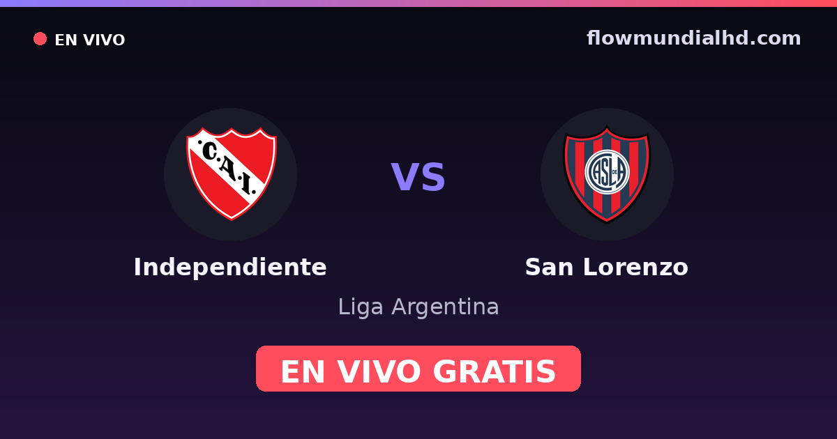 Independiente vs San Lorenzo — Liga Argentina · historial y dónde ver en vivo gratis en FlowMundial HD