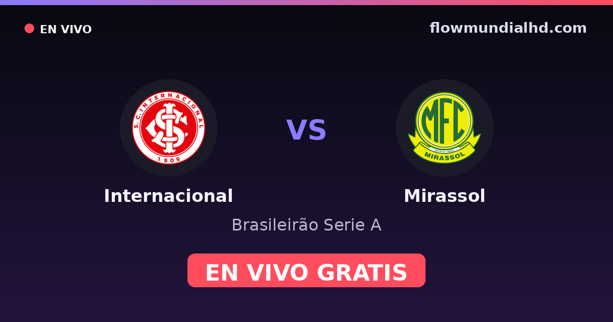 Internacional vs Mirassol — Brasileirão Serie A · historial y dónde ver en vivo gratis en FlowMundial HD