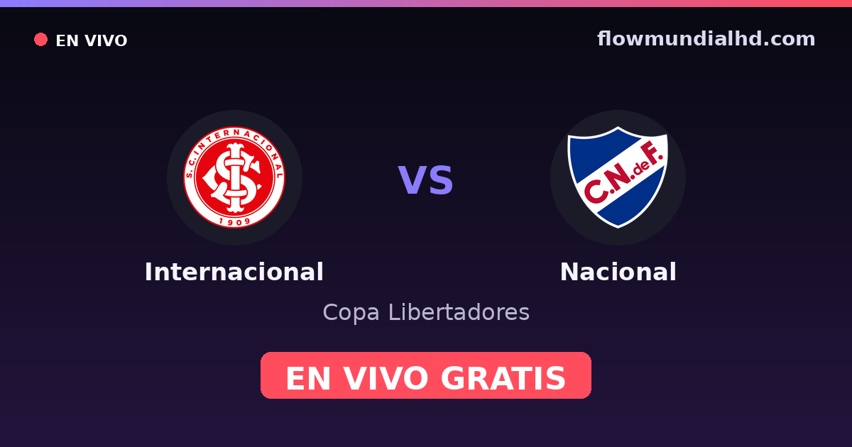 Internacional vs Nacional — Copa Libertadores · historial y dónde ver en vivo gratis en FlowMundial HD