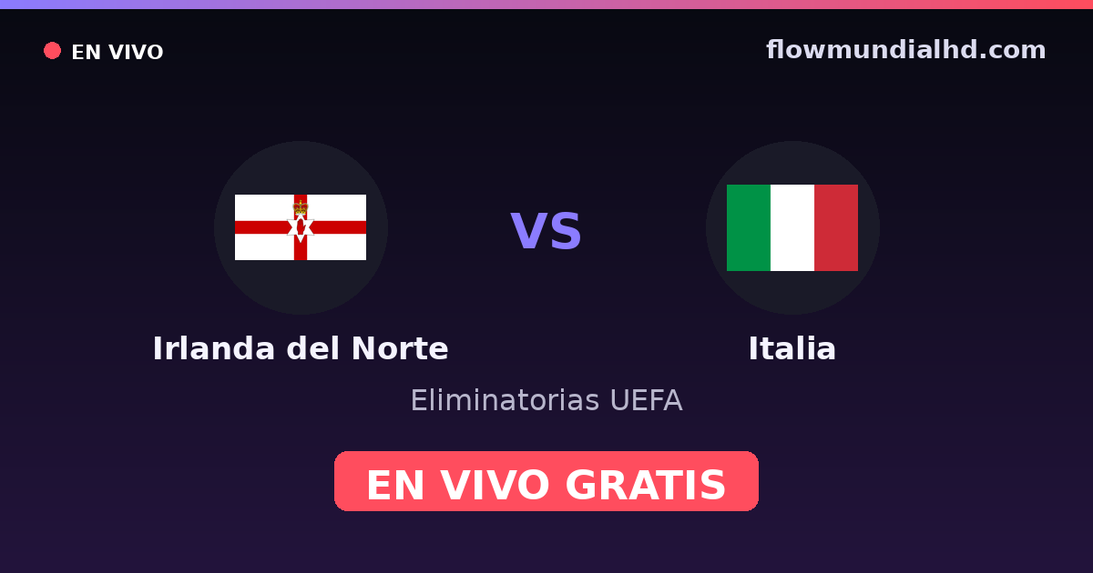 Irlanda del Norte vs Italia — Eliminatorias UEFA · historial y dónde ver en vivo gratis en FlowMundial HD