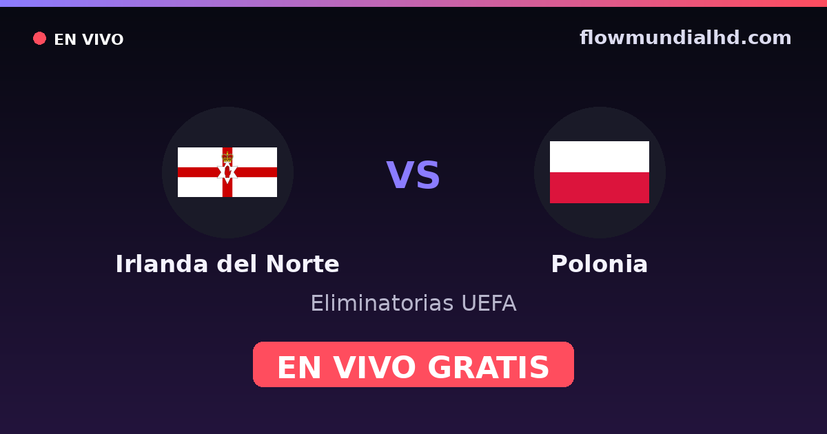 Irlanda del Norte vs Polonia — Eliminatorias UEFA, Eurocopa · historial y dónde ver en vivo gratis en FlowMundial HD