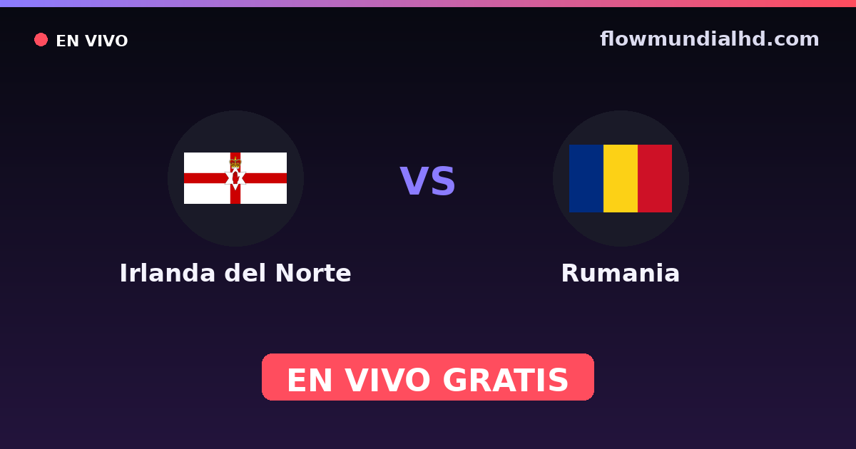 Irlanda del Norte vs Rumania — Clasificacion Eurocopa, Amistosos Internacionales · historial y dónde ver en vivo gratis en FlowMundial HD