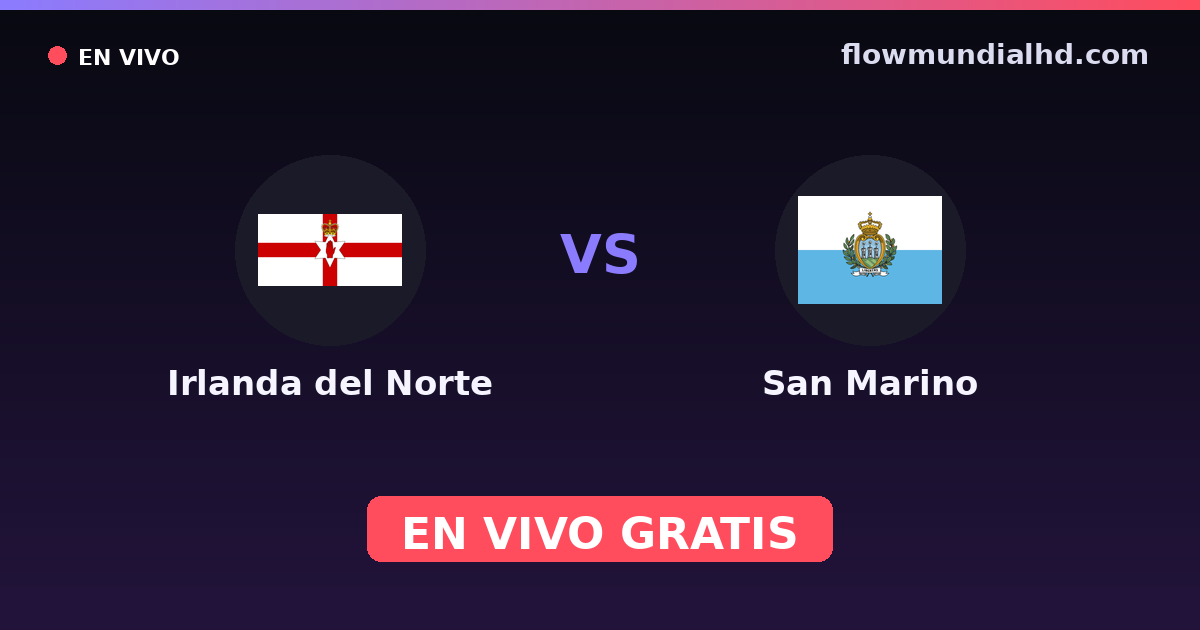 Irlanda del Norte vs San Marino — Clasificacion Eurocopa, Eliminatorias UEFA · historial y dónde ver en vivo gratis en FlowMundial HD