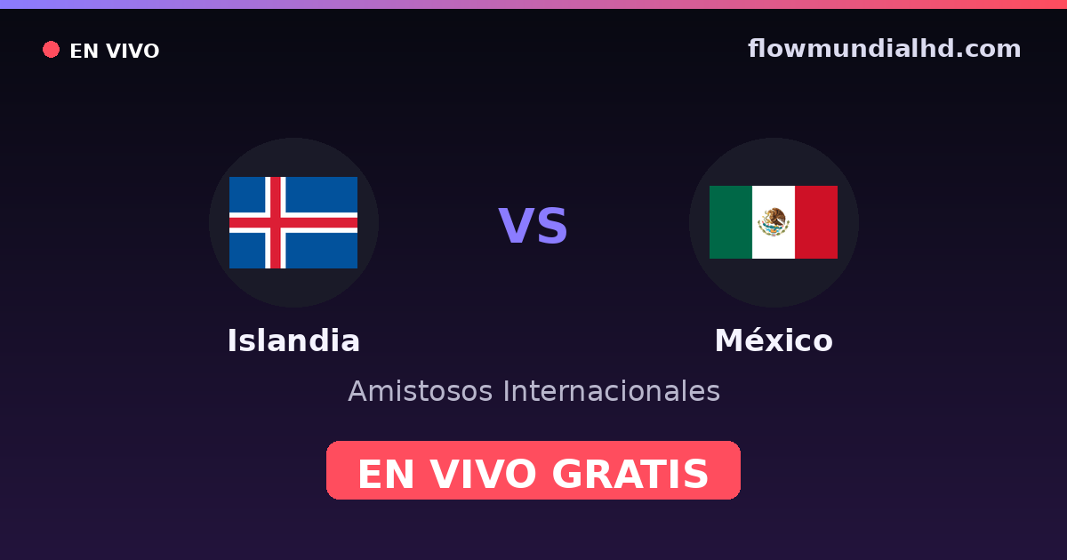 Islandia vs México — Amistosos Internacionales · historial y dónde ver en vivo gratis en FlowMundial HD