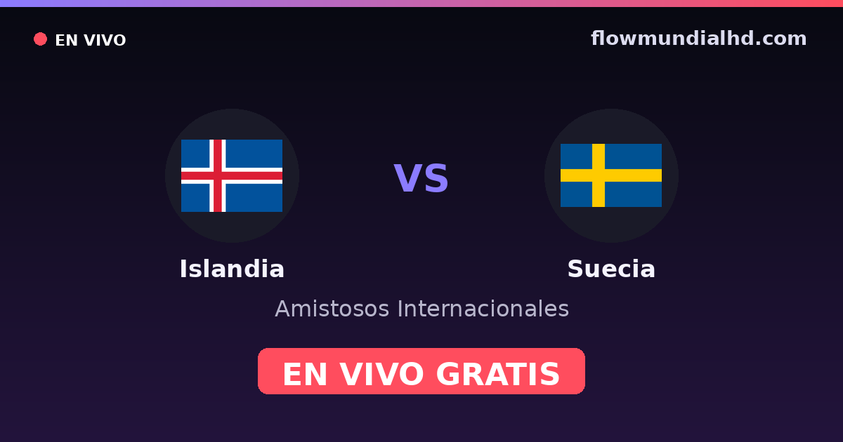 Islandia vs Suecia — Amistosos Internacionales, Eliminatorias UEFA · historial y dónde ver en vivo gratis en FlowMundial HD