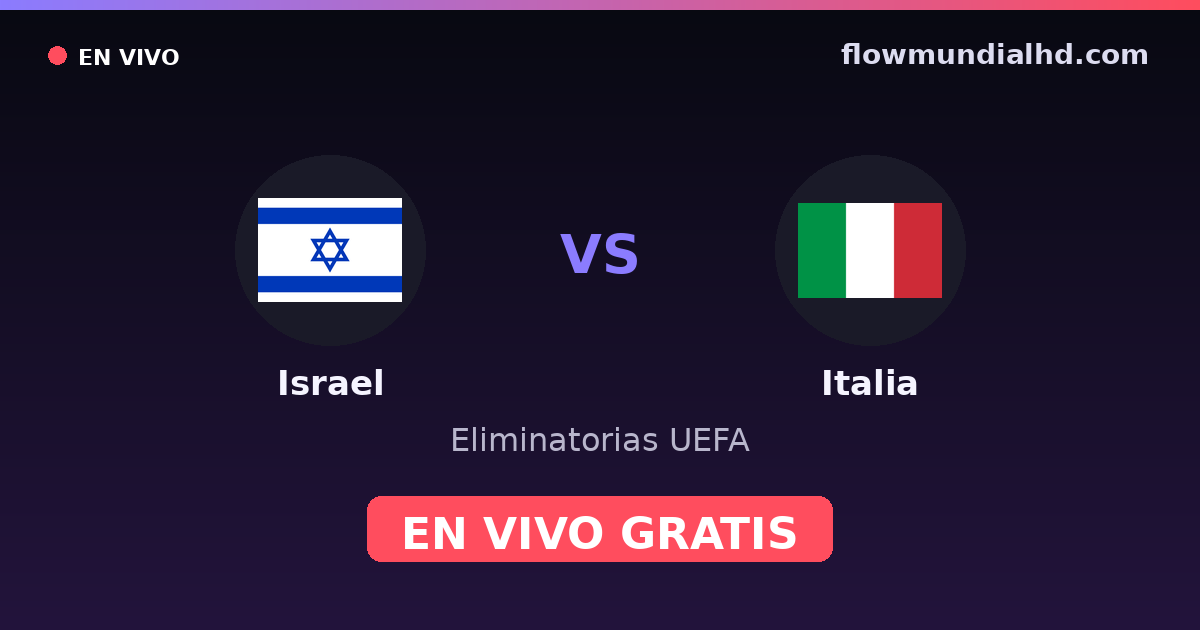 Israel vs Italia — Eliminatorias UEFA, UEFA Nations League · historial y dónde ver en vivo gratis en FlowMundial HD