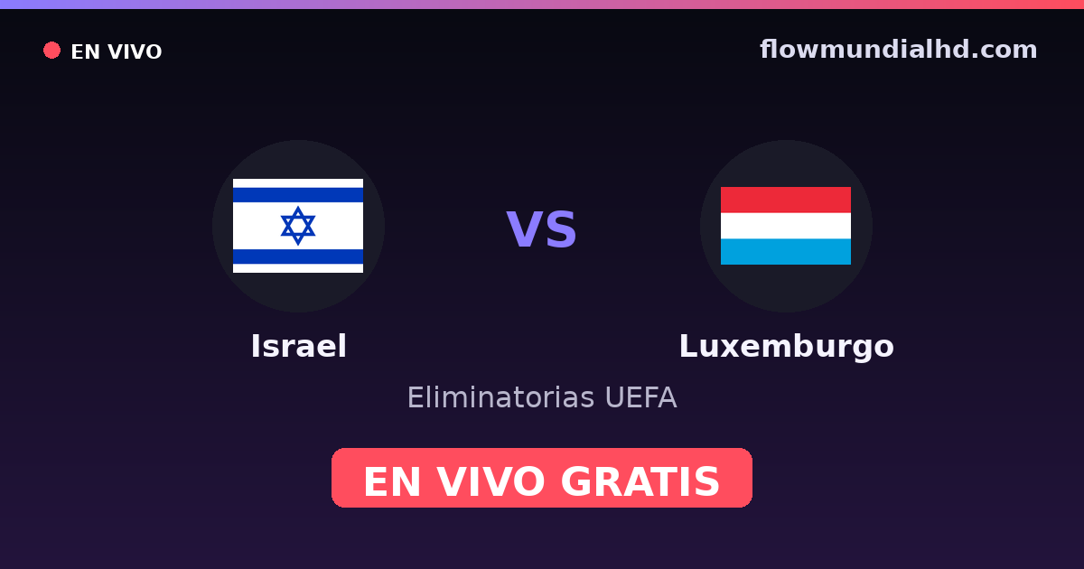 Israel vs Luxemburgo — Eliminatorias UEFA · historial y dónde ver en vivo gratis en FlowMundial HD