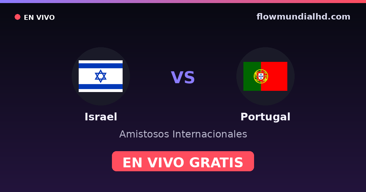 Israel vs Portugal — Amistosos Internacionales, Eliminatorias UEFA · historial y dónde ver en vivo gratis en FlowMundial HD