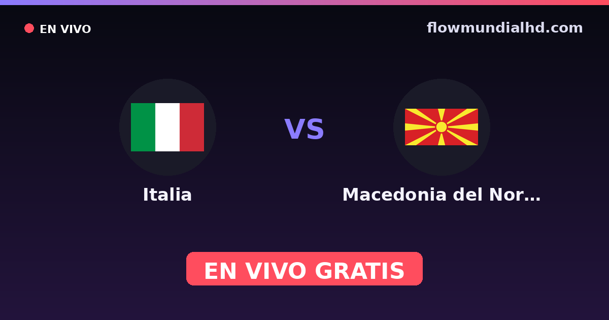 Italia vs Macedonia del Norte — Clasificacion Eurocopa, Eliminatorias UEFA · historial y dónde ver en vivo gratis en FlowMundial HD