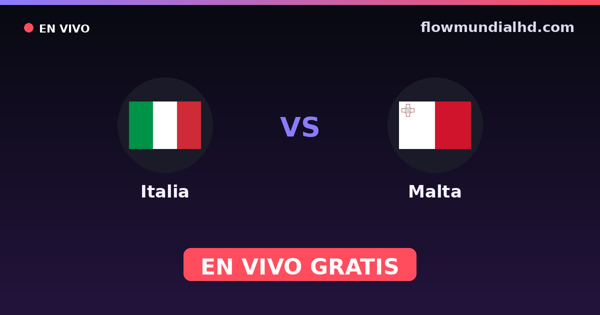 Italia vs Malta — Clasificacion Eurocopa, Eliminatorias UEFA · historial y dónde ver en vivo gratis en FlowMundial HD