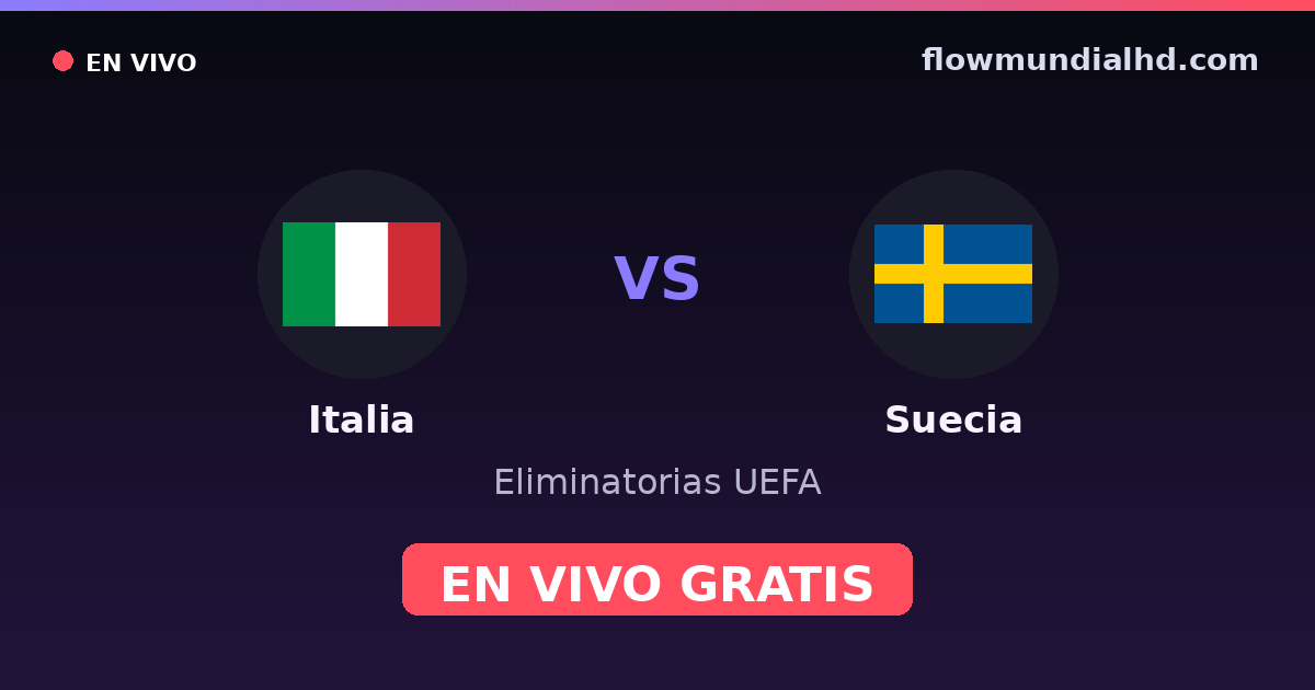 Italia vs Suecia — Eliminatorias UEFA, Eurocopa · historial y dónde ver en vivo gratis en FlowMundial HD