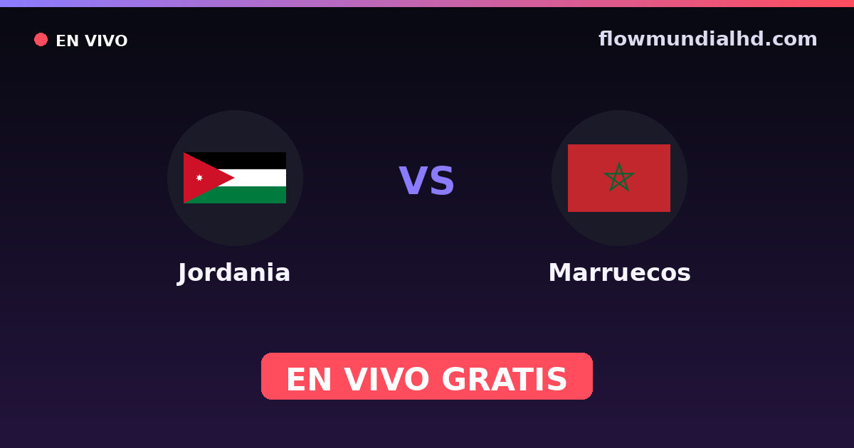 Jordania vs Marruecos — Arab Cup, Amistosos Internacionales · historial y dónde ver en vivo gratis en FlowMundial HD