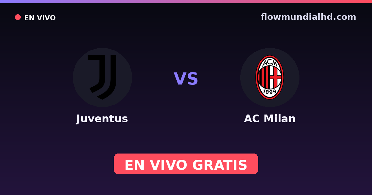 Juventus vs AC Milan — Supercoppa Italiana, Coppa Italia · historial y dónde ver en vivo gratis en FlowMundial HD