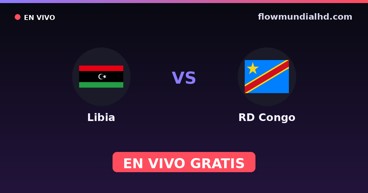 Libia vs RD Congo — Campeonato Africano de Naciones, World Cup Qual. CAF · historial y dónde ver en vivo gratis en FlowMundial HD